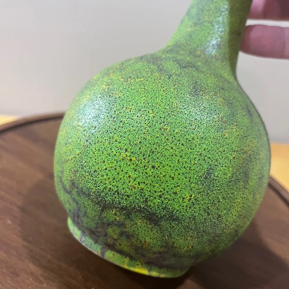 Vtg Haeger Lime Peel Textured‎ Green Bulb Vase Bud MCM 10